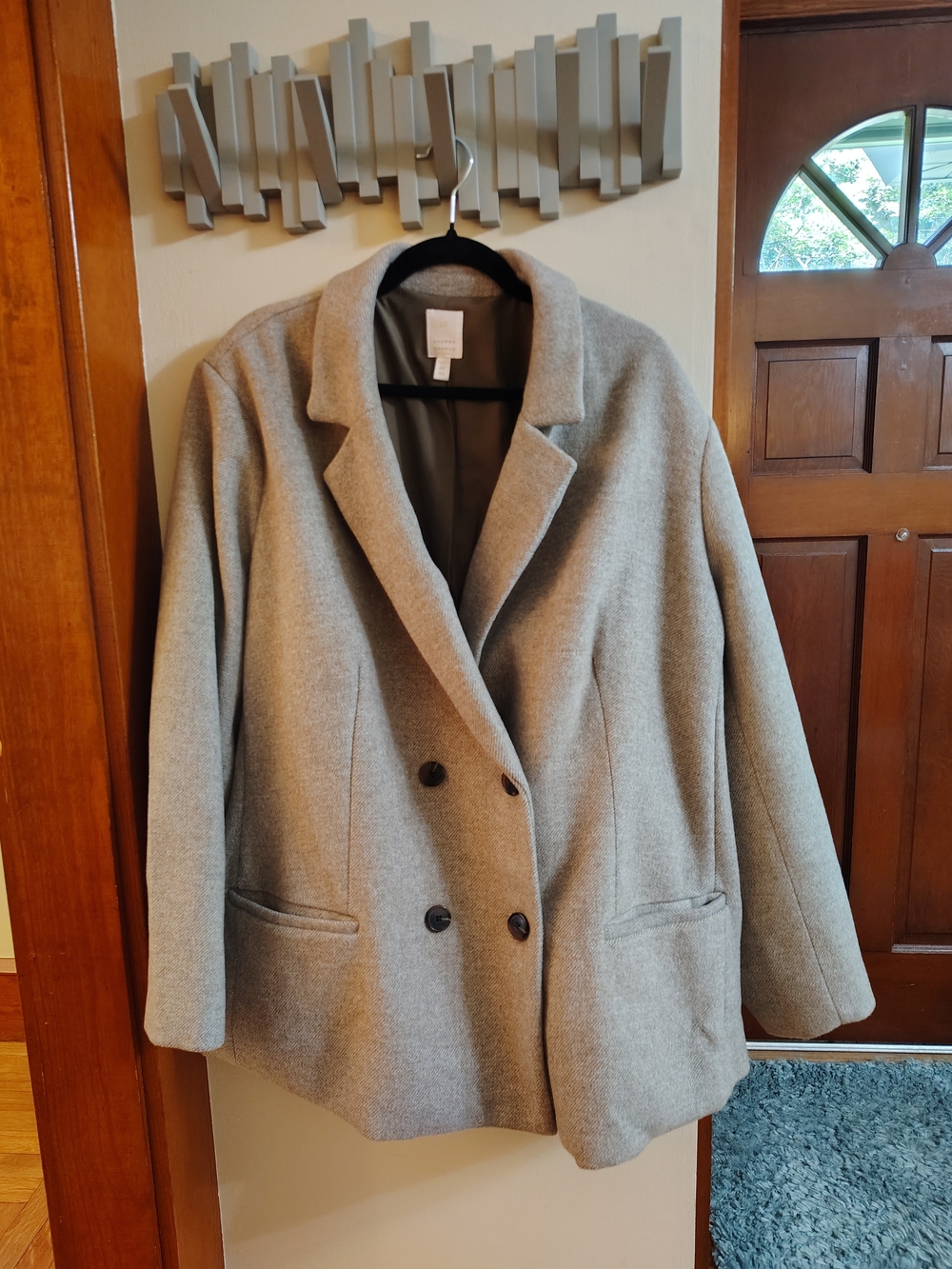 Classic Women's Double-Breasted Wool-Blend Coat - Light Taupe